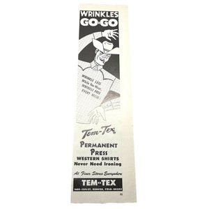 1966 Tem Tex Western Shirts Vintage Print Ad Creepy Cowboy Denver CO